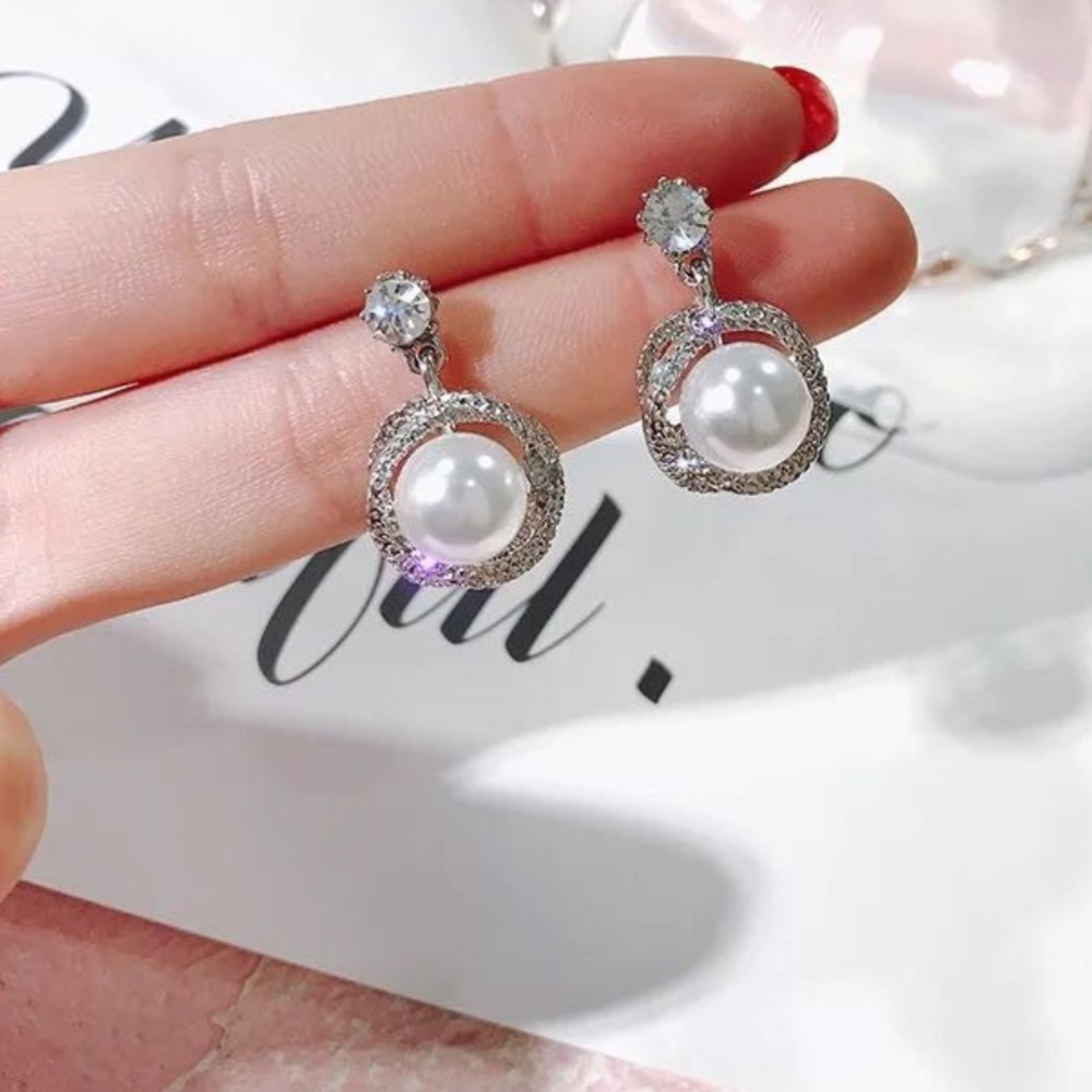 New Gorgeous 925 Silver Earrings White pearl - Picture 6 of 7